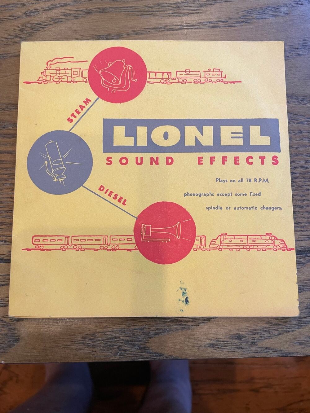 Vintage 1952 Lionel Trains Sound Effects Picture Record 78 RPM Original Sleeve